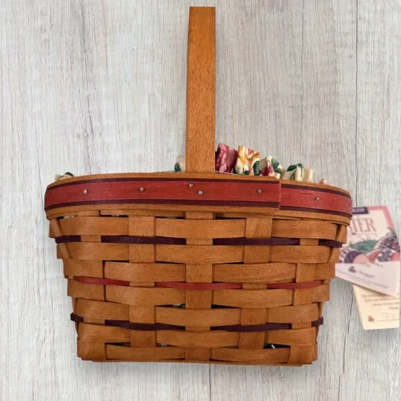 Longaberger 1995 Signed Easter Basket Handwoven Liner Insert Original Paperwork